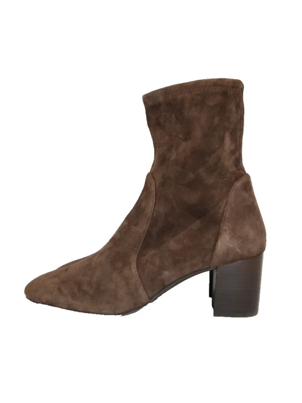 $650 STUART WEITZMAN Yuliana Stretch Suede SOCK Booties CHOCOLATE 7.5 (PD16)